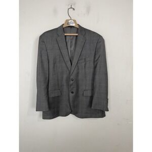 Jos A Bank Mens Blazer 44 Gray Plaid Preppy 1905 Formal Wool Blend Two Button